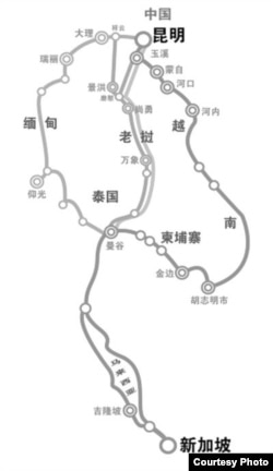 泛亚铁路的蓝图曾经先后出现过三个方案