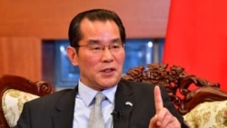 资料照片:中国驻瑞典大使桂从友在斯德哥尔摩讲话。(2019年11月15日)