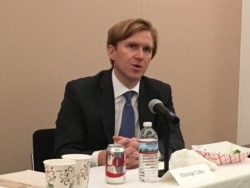 2016年11月9日,新美国安全中心资深研究员柯伯吉 (美国之音钟辰芳拍摄)