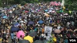 资料照片:香港民众的一次“反送中”抗议集会。(2019年9月8日)