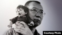 资料照:刘霞作品之一的刘晓波与玩偶