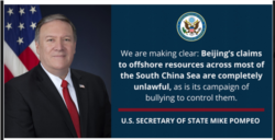 Tuyên bố về Biển Đông của Ngoại Trưởng Hoa Kỳ Mike Pompeo hôm 13/07/2020. Photo US Department of State.