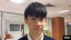 “香港民族阵线”发言人梁颂恒(美国之音记者申华拍摄