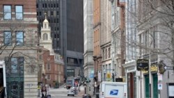 美国马萨诸萨州宣布“居家令”后,波士顿街头空空荡荡。