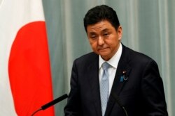 资料照:日本防务大臣岸信夫在记者会上(2020年9月16日)