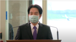 台湾副总统赖清德2022年1月25日启程前往洪都拉斯前发表讲话(台湾总统府视频截图)