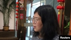 资料照:中国公民记者张展在武汉。(2020年5月3日)