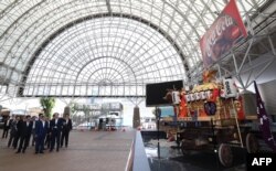 日本内阁官房长官菅义伟2019年6月22日在日本大阪视察20国集团领导人峰会举行场所。