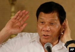 菲律宾总统杜特尔特在马尼拉总统府举行记者会。(2017年3月13日)