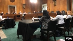 美中经济与安全审查委员会2019年9月4日举行审视2019年美中关系听证会,图为第3场“中国与台湾、香港关系” (美国之音锺辰芳拍摄)