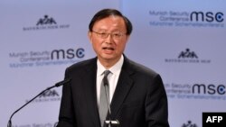 中国国务委员杨洁篪在德国慕尼黑举行的第55届慕尼黑安全会议上发表讲话。(2019年2月16日)
