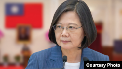 台湾总统蔡英文针对台湾与所罗门群岛断交一事发表声明。(2019年9月16日)