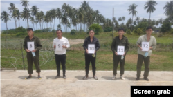 遭马来西亚警方逮捕的五名中国工人 (照片来源:马来西亚警方通告截图)