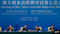 中断三年的中澳高级别对话2023年9月7日在北京举行。(法新社)