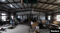 中国辽宁沈阳一个工业园区里的一家金属热处理工厂停工。(2021年9月30日)