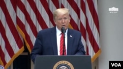 美国总统特朗普在记者会上讲话。(2020年5月11日)
