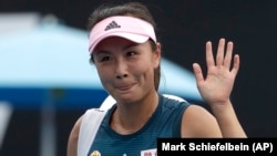 资料照片:中国网球明星彭帅在墨尔本参加澳大利亚网球公开赛。(2019年1月15日)