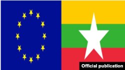 EU flag and Myanmar flag