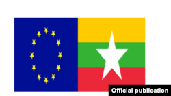 EU flag and Myanmar flag