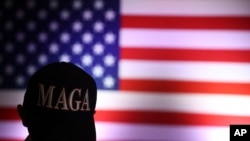 内华达州拉斯维加斯,一名支持者在美国参议院共和党候选人萨姆·布朗的选举之夜派对上观看选举结果。(美联社:2024年11月5日)