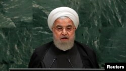 Tổng thống Iran, Hassan Rouhani, phát biểu tại Đại hội đồng Liên hiệp quốc ở New York, Mỹ, ngày 25/9/2019.