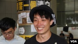 资料照:香港民阵召集人岑子杰2019年6月24日在立法会示威区记者会前