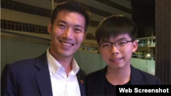 香香港众志秘书长黄之锋在脸书上贴出他与泰国反对党“新未来党”领袖节朗勒吉的合照。(推特截图)
