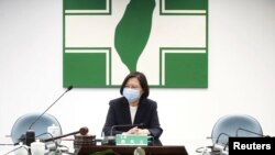 Tổng thống Đài Loan Thái Anh Văn phát biểu với truyền thông tại Đài Bắc ngày 12/8/2020.