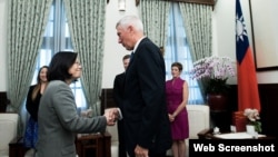 台湾总统蔡英文2017年6月7日会见美国智库专家(台湾总统府网络照片)