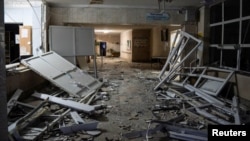 乌克兰首都基辅一所市立医院内被俄罗斯导弹袭击炸毁。(2023年6月1日)