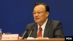 新疆维吾尔自治区主席雪克来提·扎克尔2015年9月谈新疆发展与暴恐(美国之音东方拍摄)