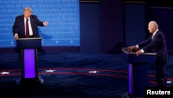 美国总统特朗普与前副总统拜登在2020年9月29日首场辩论中激辩(路透社)