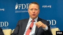 美国前副国家安全顾问、美国保卫民主基金会中国项目主席博明。(2024年10月10日,美国之音锺辰芳拍摄)