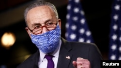 资料照:美国国会参议院多数党领袖舒默 (Senate Democratic Leader Chuck Schumer, D-NY)