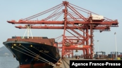 资料照片:江苏连云港的中国-哈萨克斯坦物流基地。(2021年9月17日)