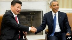 Chủ tịch Trung Quốc Tập Cận Bình và Tổng thống Obama tại Nhà Trắng ngày 25 tháng Chín năm 2015.