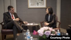 蔡英文与美国联邦参议员克鲁兹会谈(2017年1月8日,台湾总统府图片)