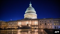 资料照片:美国国会大厦夜景。 (法新社2023年1月9日摄)