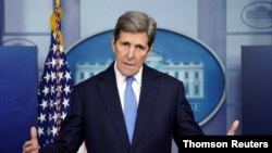 克里在白宫谈论气候问题。(资料照)