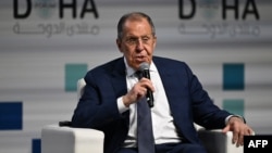 俄罗斯外长谢尔盖·拉夫罗夫(Sergei Lavrov)2024年12月7日在多哈论坛上。