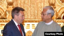 ICRC ဥက္ကဌ Peter Maurer နဲ့ သမ္မ ဦးထင်ကျော်တို့ တွေ့ဆုံဆွေးနွေး။ ဓာတ်ပုံ - နိုင်ငံတော် သမ္မတရုံး။