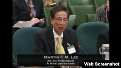 李柱铭在加拿大国会外委会作证(苹果日报图片)