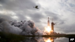 Додати власне ім’я та прізвище до "Послання від людства" можна на сайті місії НАСА. На фото: ракета SpaceX Falcon Heavy з космічним кораблем Psyche на борту у космічному центрі Кеннеді НАСА на мисі Канаверал, штат Флорида, 13 жовтня 2023 р. Aubrey Gemignani/NASA via AP