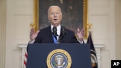 美国总统拜登2024年2月13日发表有关对乌克兰、以色列和台湾的援助计划的讲话。