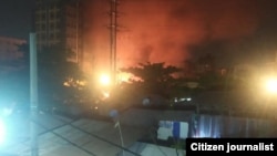 နွယ်အေး ရပ်ကွက်အုပ်ချုပ်ရေးရုံး မီးလောင်နေပုံ (ဓါတ်ပုံ-Citizen Journalist)