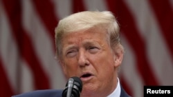 2020年5月29日,特朗普总统在白宫玫瑰园宣布有关与中国和香港贸易关系的行动。