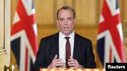 资料照片:英国外交大臣拉布