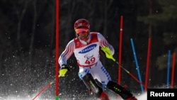 资料照片:美国滑雪运动员卡特参加韩国冬奥会(2018年3月17日)