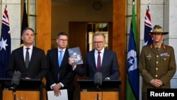 澳大利亚总理安东尼·阿尔巴尼斯(Anthony Albanese)2023年4月23日出席国防战略检讨书发表会。