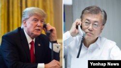 အမေရိကန် သမ္မတ Trump နဲ့ တောင်ကိုရီးယား သမ္မတ မွန်ဂျေအင်။